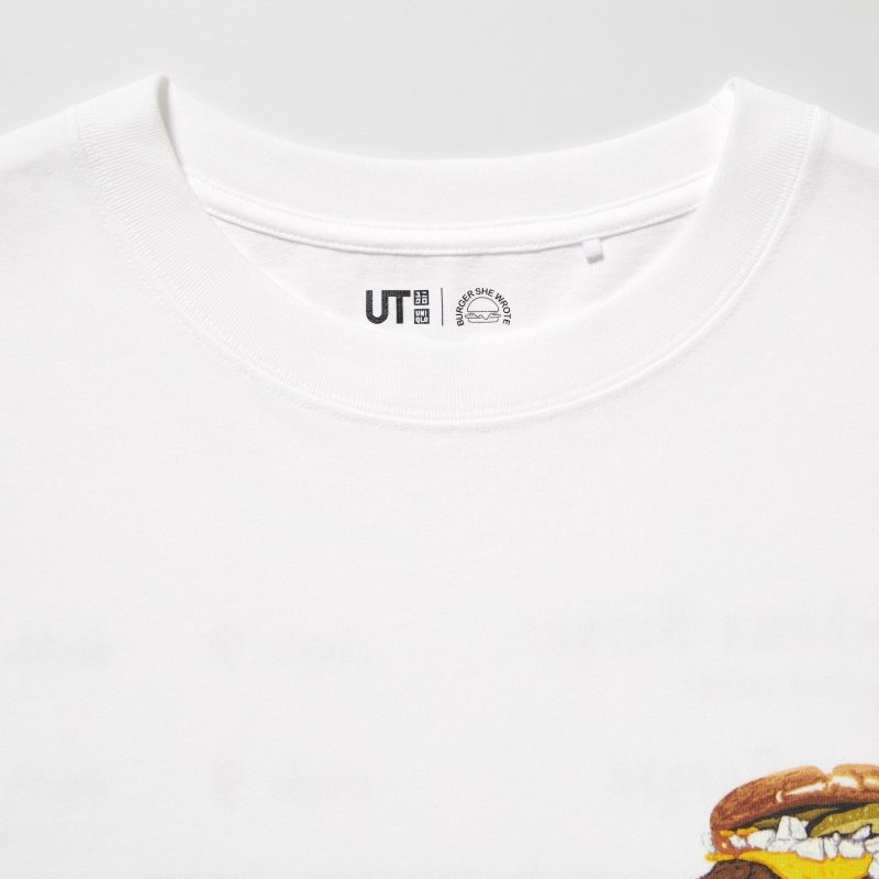 Men Uniqlo L.A. Eats Ut Oversized Short-sleeve Graphic Burger She Wrote T Shirts White | 4179607