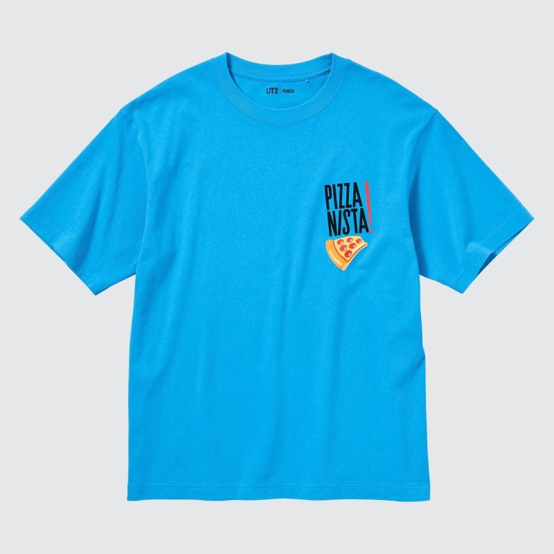 Men Uniqlo L.A. Eats Ut Oversized Short-sleeve Graphic Pizzanista! T Shirts Blue | 9704009