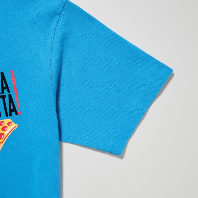 Men Uniqlo L.A. Eats Ut Oversized Short-sleeve Graphic Pizzanista! T Shirts Blue | 9704009