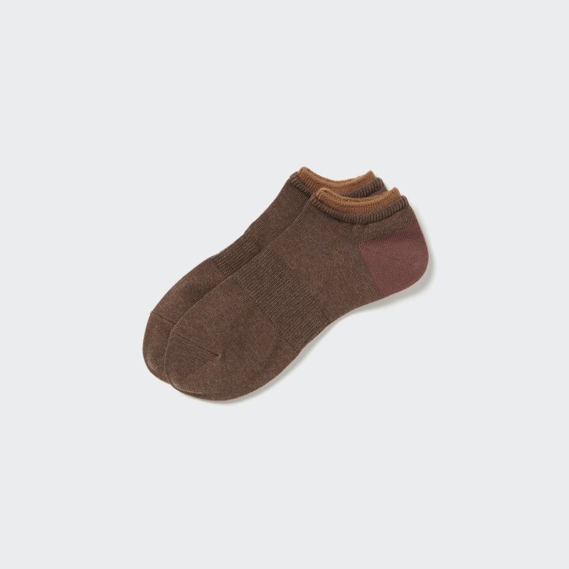 Men Uniqlo Layered Short Socks Brown | 8672388