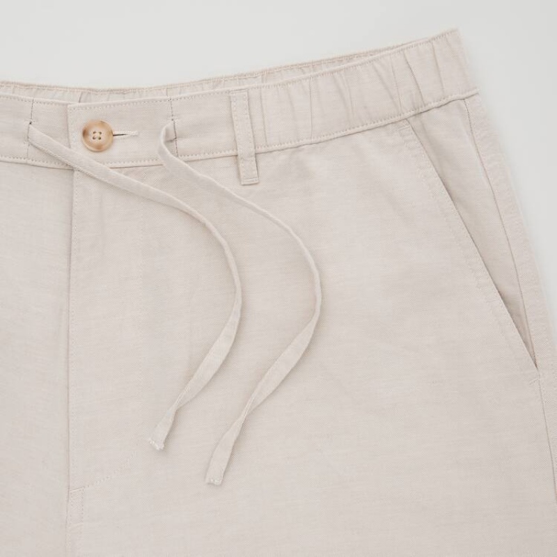 Men Uniqlo Linen Blend Shorts Beige | 1973843