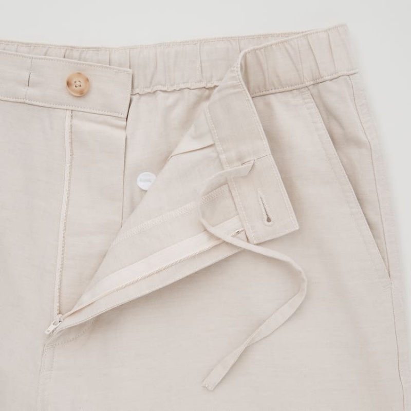 Men Uniqlo Linen Blend Shorts Beige | 1973843