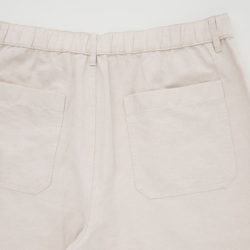 Men Uniqlo Linen Blend Shorts Beige | 1973843