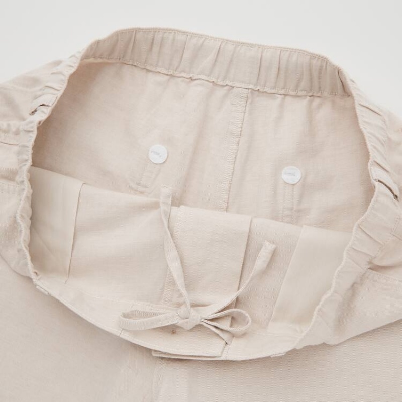 Men Uniqlo Linen Blend Shorts Beige | 1973843