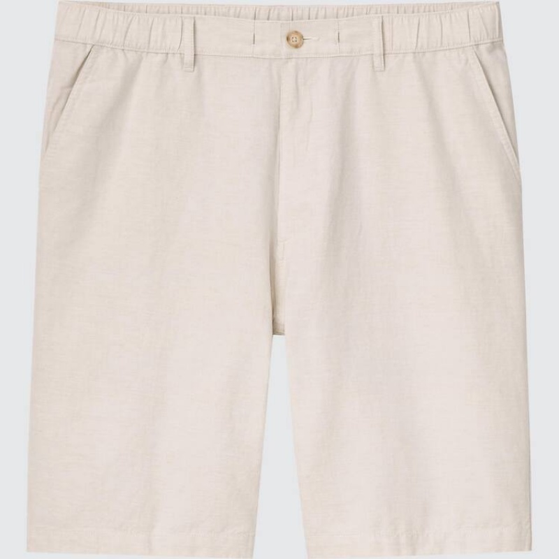 Men Uniqlo Linen Blend Shorts Beige | 1973843