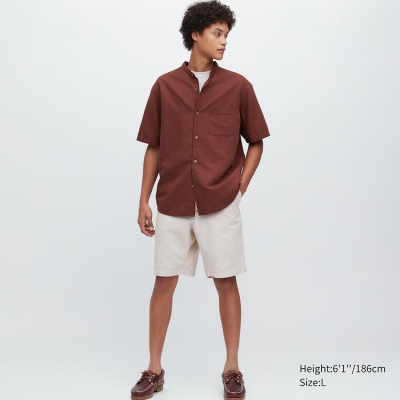 Men Uniqlo Linen Blend Shorts Beige | 2263538