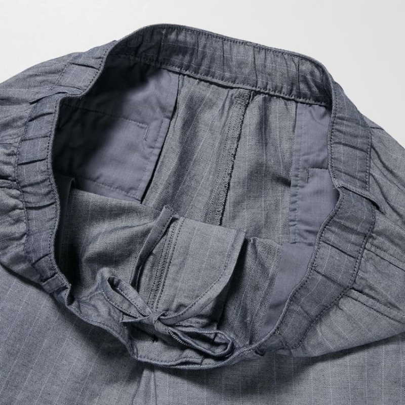 Men Uniqlo Linen Blend Striped Relaxed Fit Pants Blue | 5732392