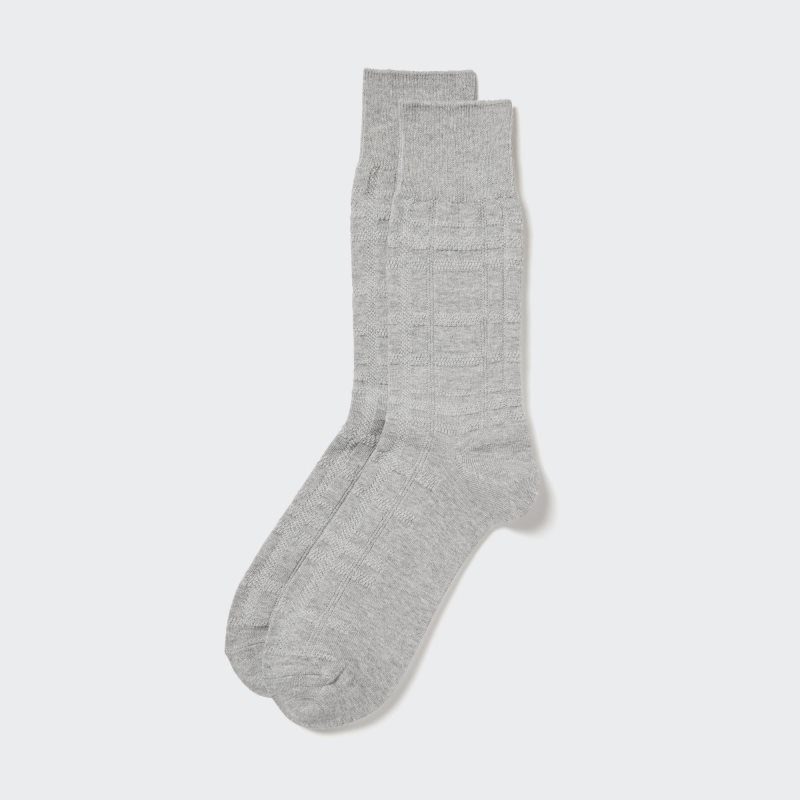 Men Uniqlo Links Checked Socks Grey | 6374867