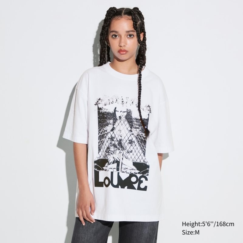 Men Uniqlo Louvre By M/M Ut Oversized Short-sleeve Graphic T Shirts White | 6396266