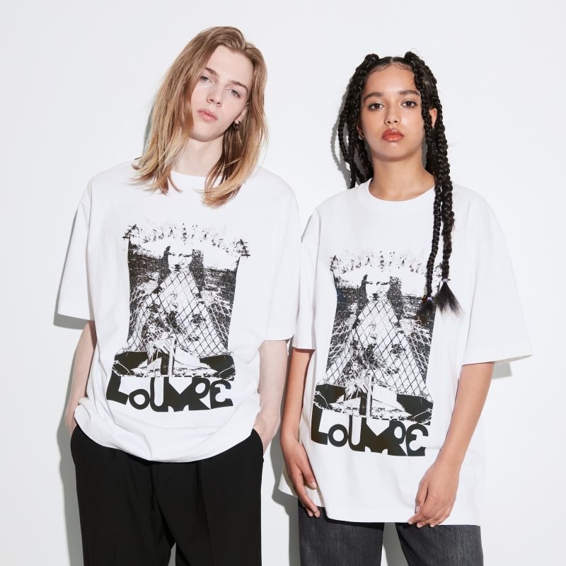 Men Uniqlo Louvre By M/M Ut Oversized Short-sleeve Graphic T Shirts White | 6396266