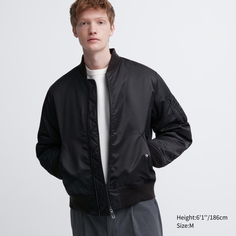 Men Uniqlo Ma-1 Jackets Black | 4064170