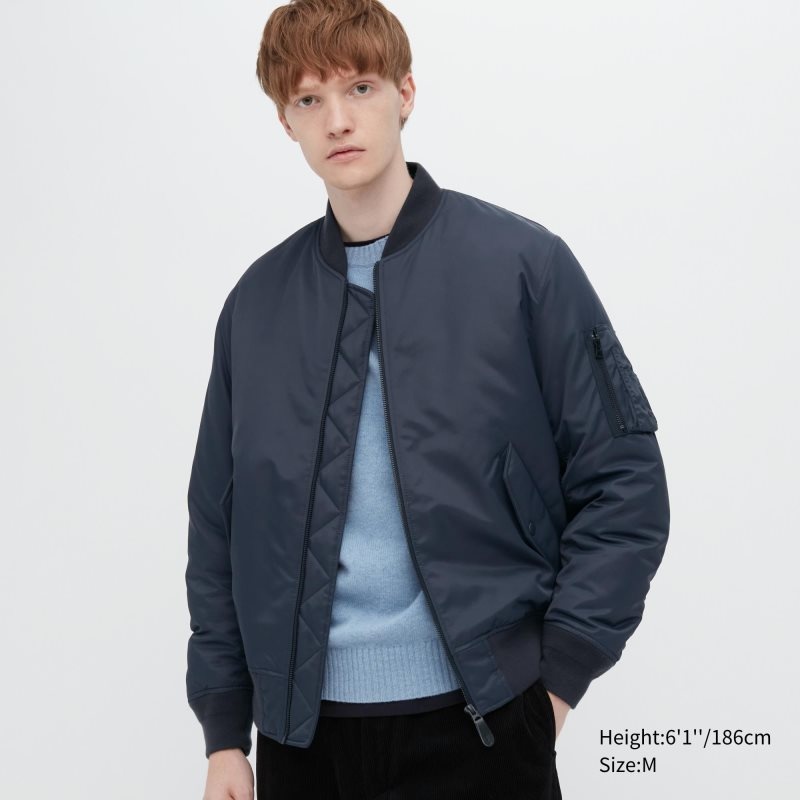 Men Uniqlo Ma-1 Jackets Navy | 238298