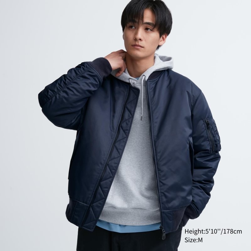 Men Uniqlo Ma-1 Jackets Navy | 5531533