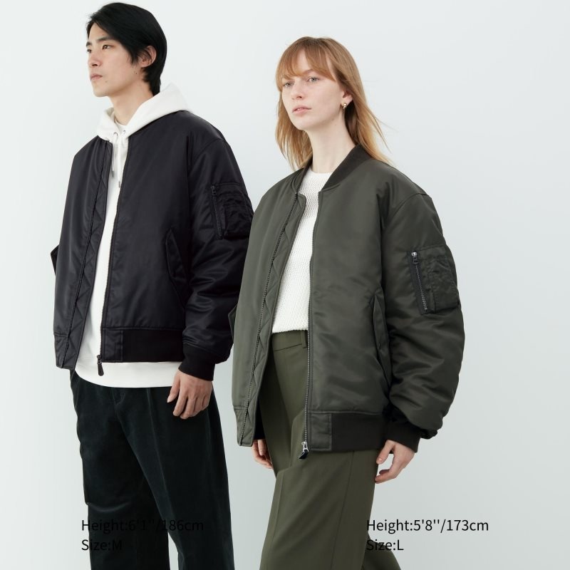 Men Uniqlo Ma-1 Jackets Olive | 1827969