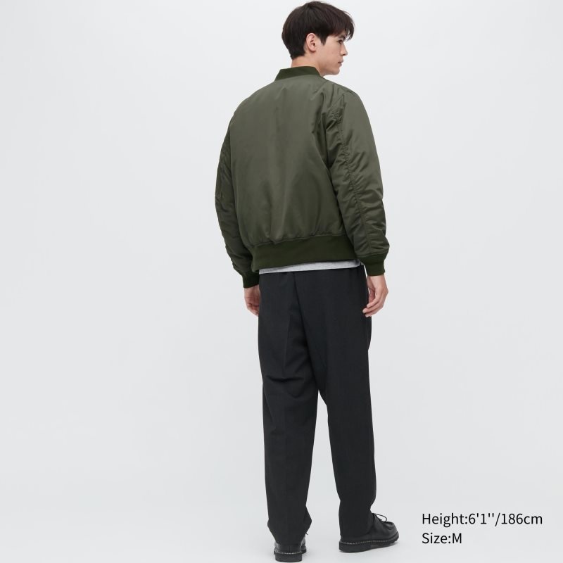 Men Uniqlo Ma-1 Jackets Olive | 5131456