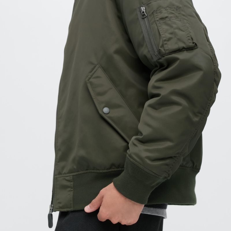 Men Uniqlo Ma-1 Jackets Olive | 5131456
