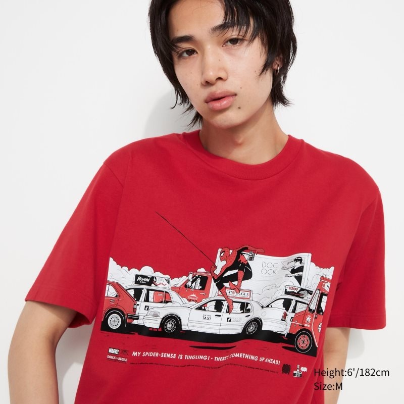 Men Uniqlo Marvel Art Collection By Mondo Ut Short Sleeve Graphic T Shirts Red | 2065050