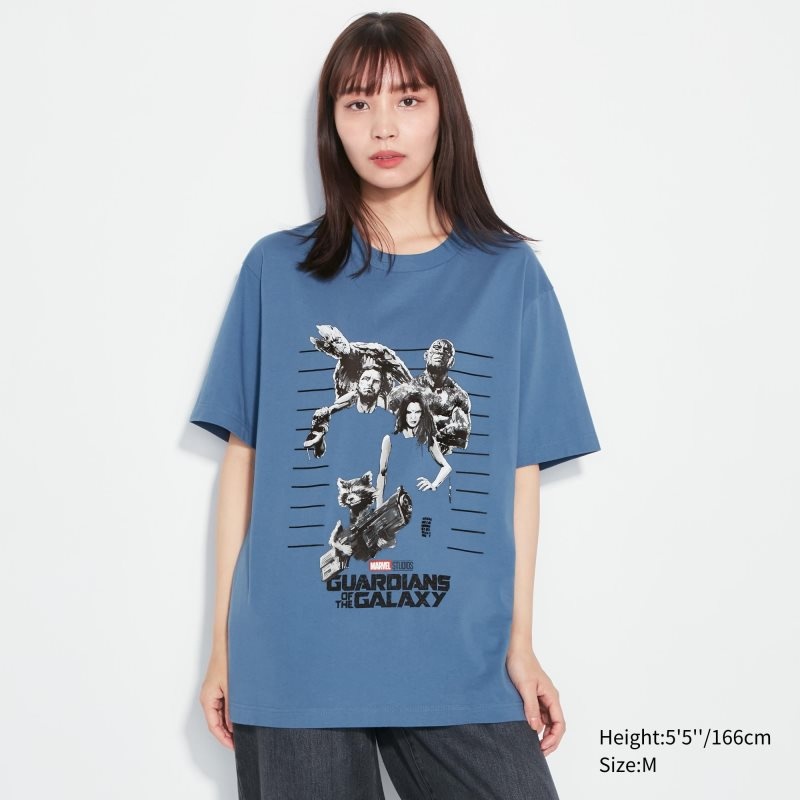 Men Uniqlo Marvel Art Collection By Mondo Ut Short Sleeve Graphic T Shirts Blue | 7154583