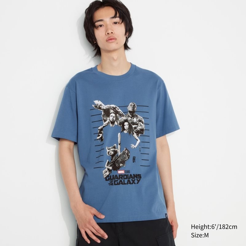 Men Uniqlo Marvel Art Collection By Mondo Ut Short Sleeve Graphic T Shirts Blue | 7154583