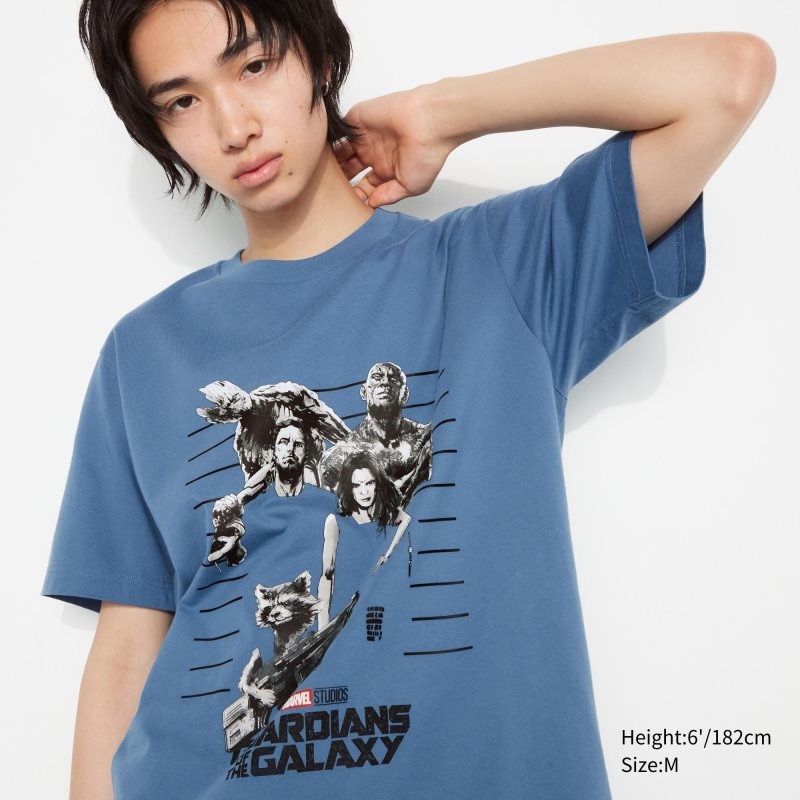 Men Uniqlo Marvel Art Collection By Mondo Ut Short Sleeve Graphic T Shirts Blue | 7154583