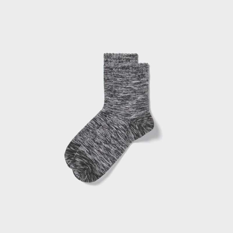 Men Uniqlo Melange Half Socks Grey | 9913147