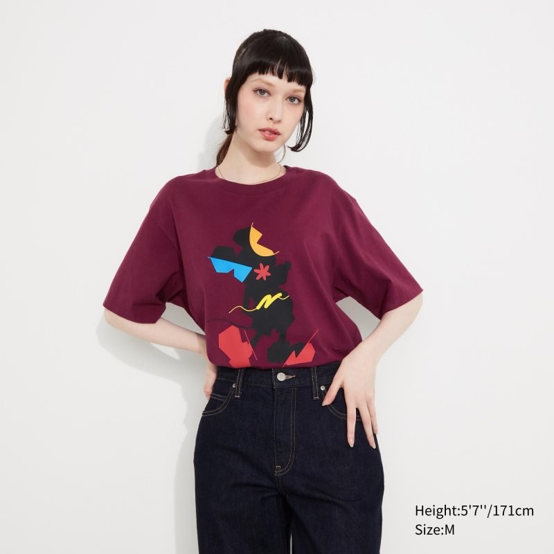 Men Uniqlo Mickey Stands Ut Short-sleeve Graphic T Shirts Burgundy | 3679888