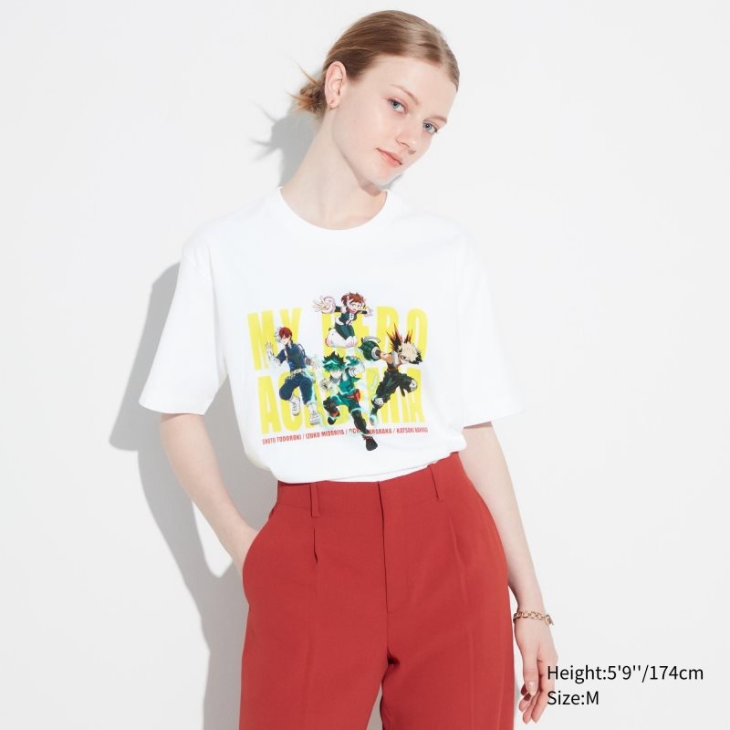 Men Uniqlo My Hero Academia Ut Short-sleeve Graphic T Shirts White | 674870