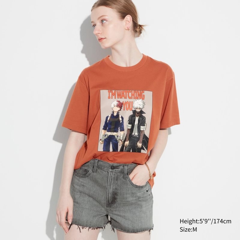 Men Uniqlo My Hero Academia Ut Short-sleeve Graphic T Shirts Orange | 7486467