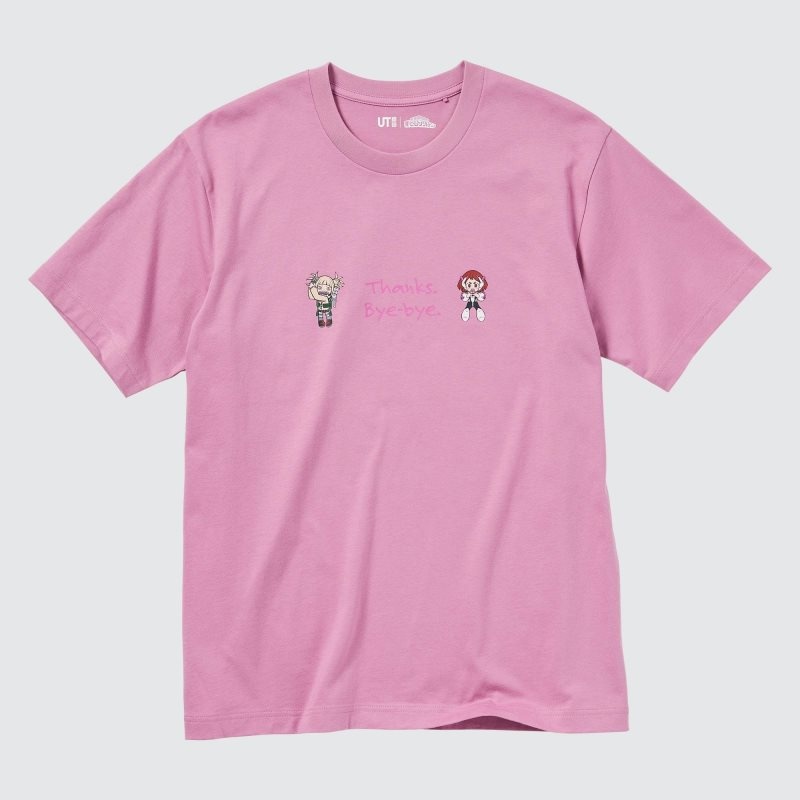 Men Uniqlo My Hero Academia Ut Short-sleeve Graphic T Shirts Pink | 7679354
