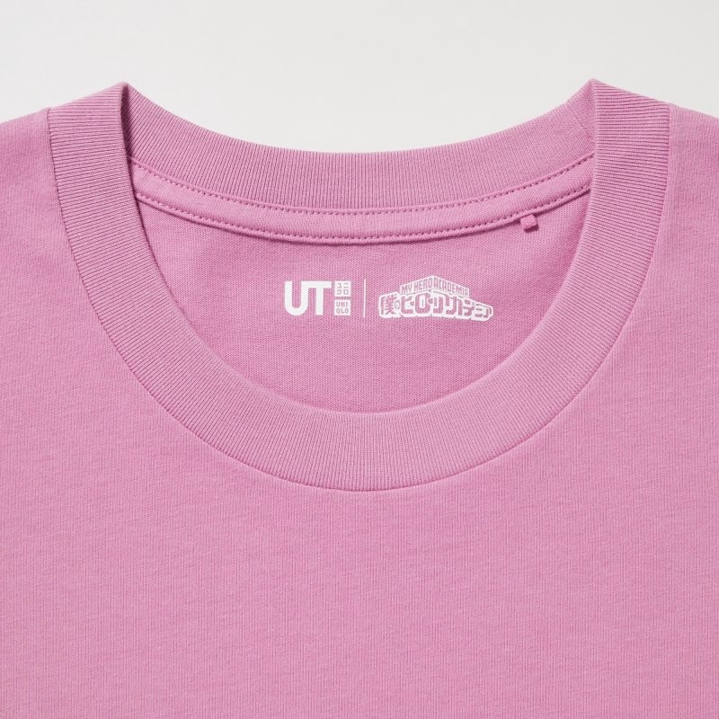 Men Uniqlo My Hero Academia Ut Short-sleeve Graphic T Shirts Pink | 7679354