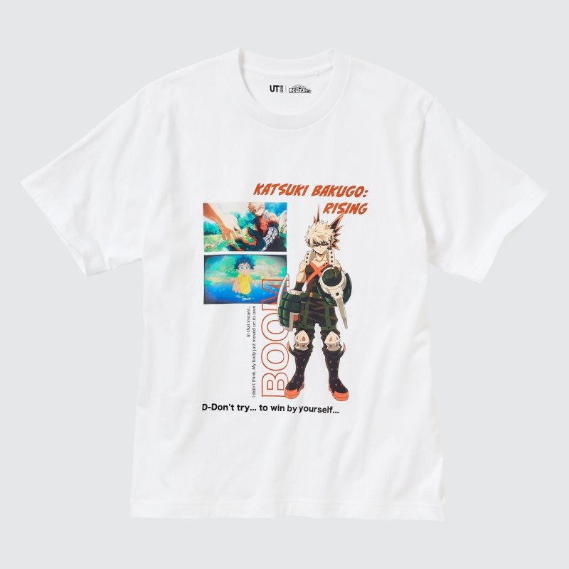 Men Uniqlo My Hero Academia Ut Short-sleeve Graphic T Shirts White | 5445032