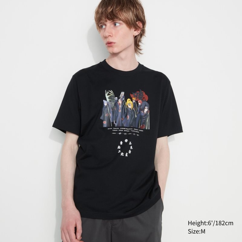 Men Uniqlo Naruto Ut Short-sleeve Graphic Akatsuki Organization T Shirts Black | 3420321