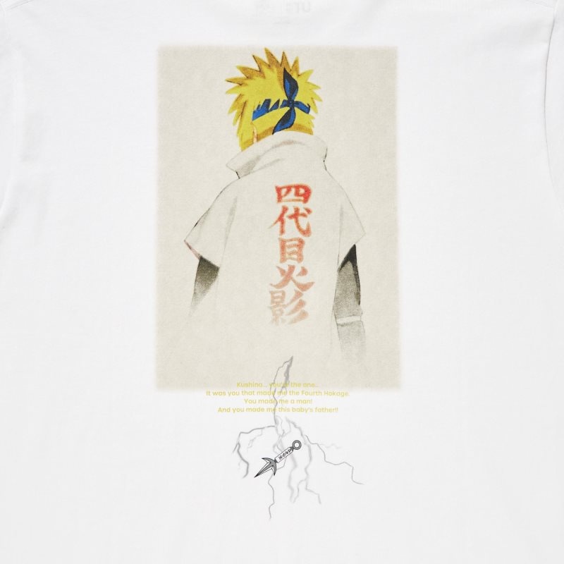 Men Uniqlo Naruto Ut Short-sleeve Graphic Minato Namikaze T Shirts White | 9464384