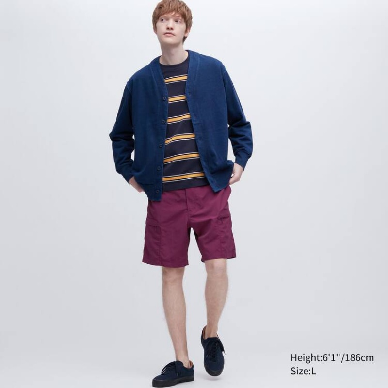 Men Uniqlo Nylon Utility Geared Shorts Purple | 9792366