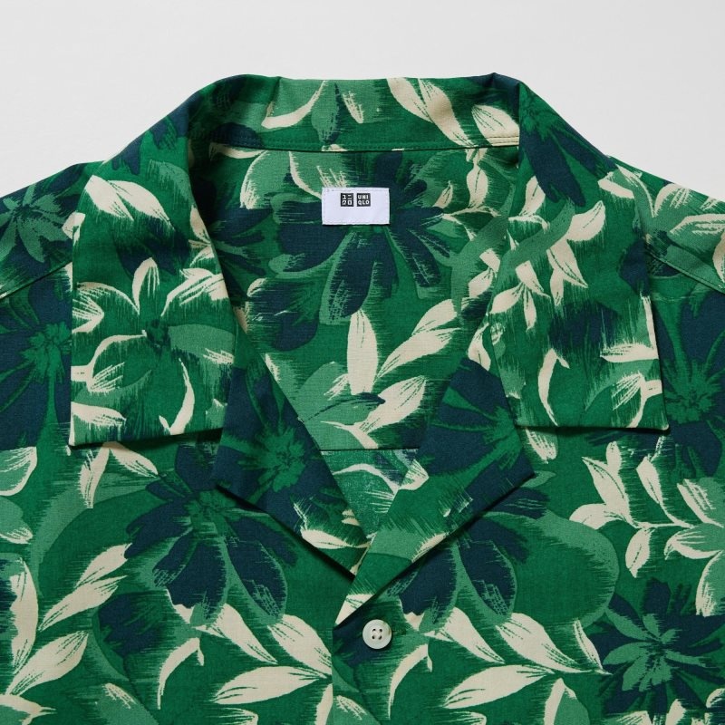 Men Uniqlo Open Collar Short-sleeve Shirts Green | 1499067