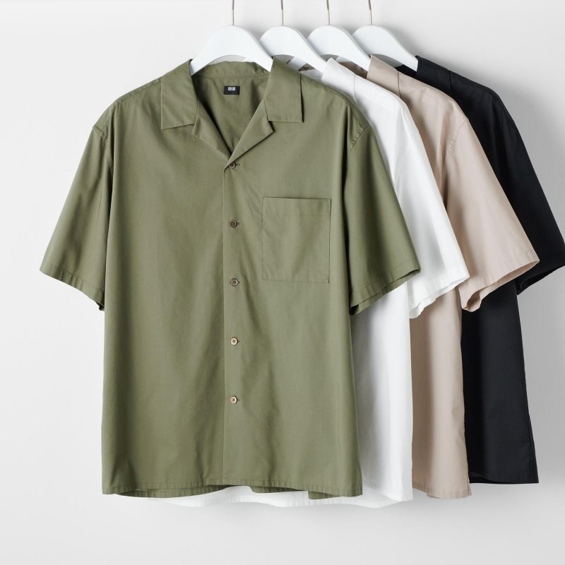 Men Uniqlo Open Collar Short-sleeve Shirts Black | 9674555