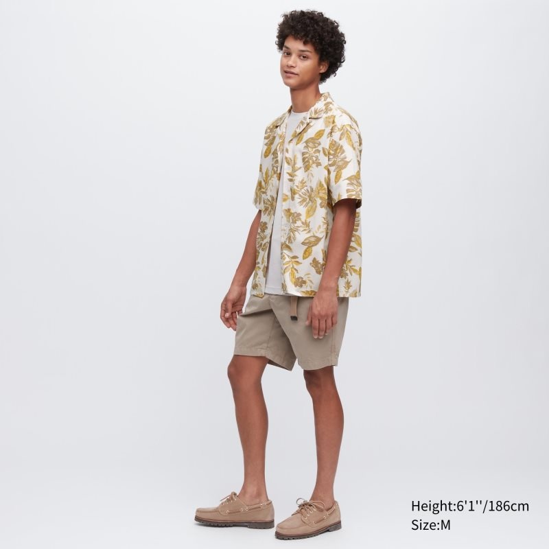 Men Uniqlo Open Collar Short-sleeve Shirts White | 8383075