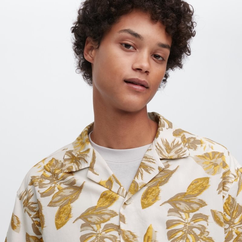 Men Uniqlo Open Collar Short-sleeve Shirts White | 8383075