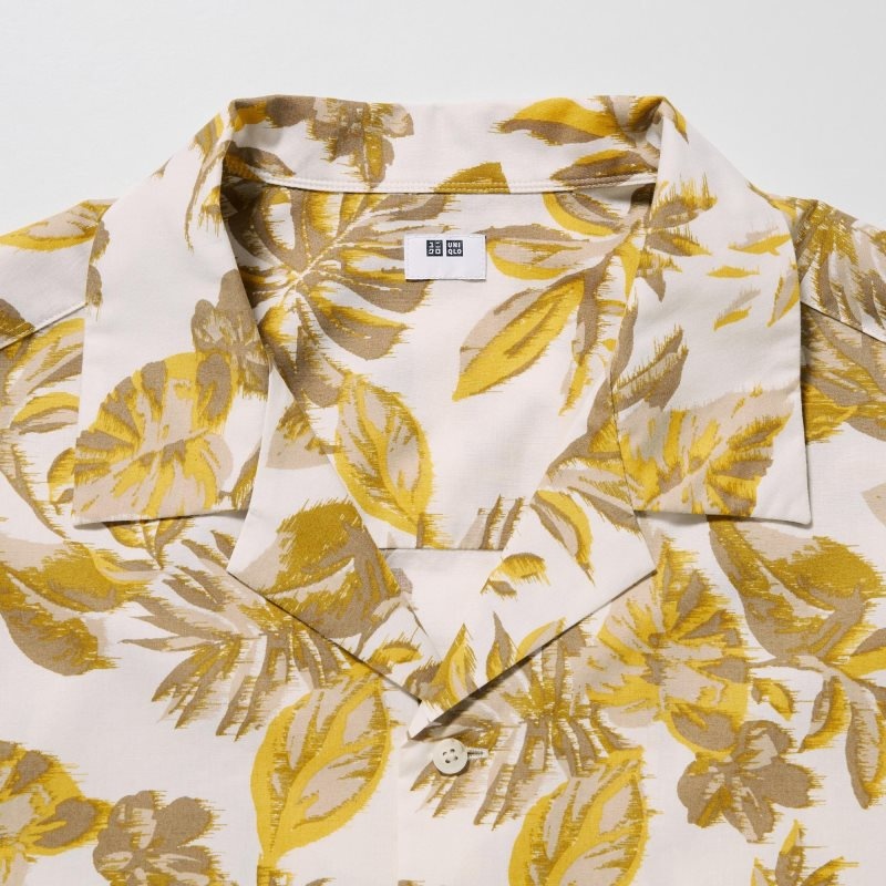 Men Uniqlo Open Collar Short-sleeve Shirts White | 8383075