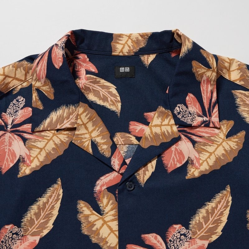 Men Uniqlo Open Collar Short-sleeve Shirts Navy | 5697189