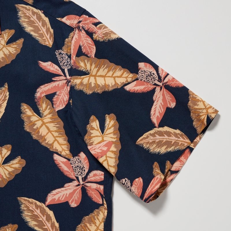 Men Uniqlo Open Collar Short-sleeve Shirts Navy | 5697189