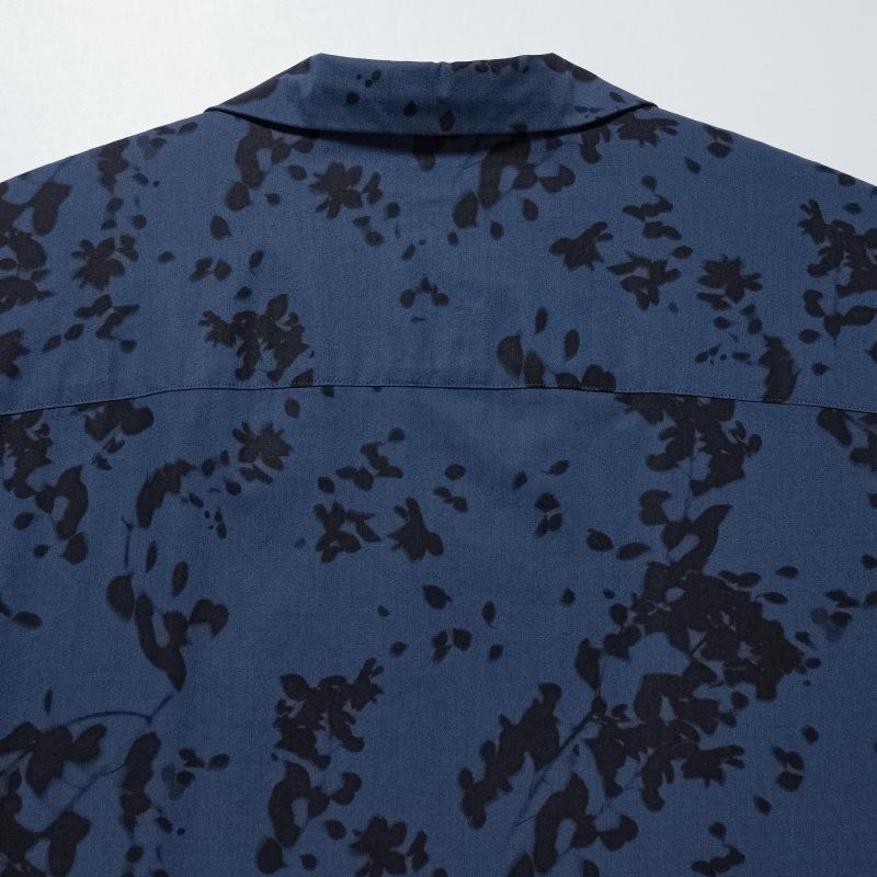 Men Uniqlo Open Collar Short-sleeve Shirts Blue | 9117083