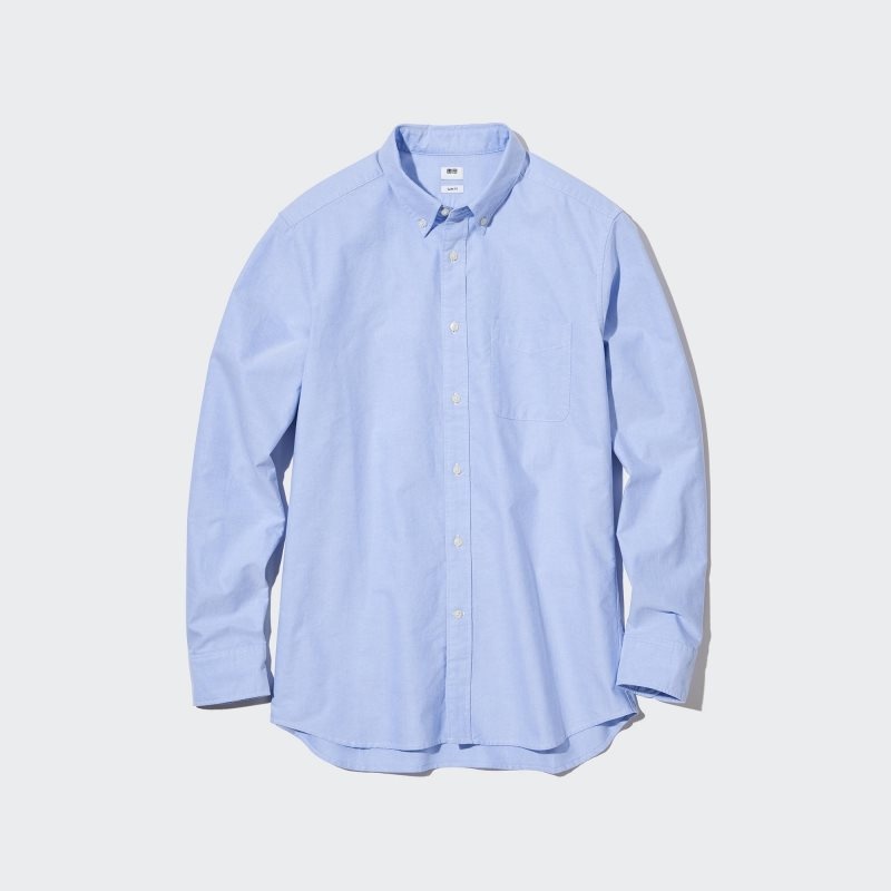 Men Uniqlo Oxford Slim-fit Long-sleeve Shirts Blue | 8174762