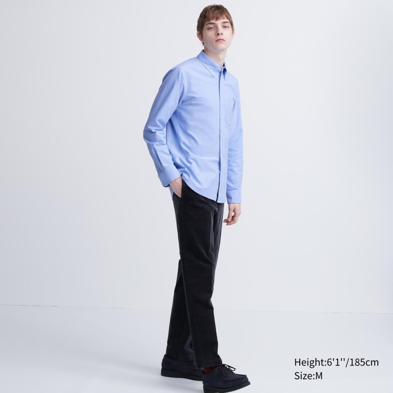 Men Uniqlo Oxford Slim-fit Long-sleeve Shirts Blue | 1582835