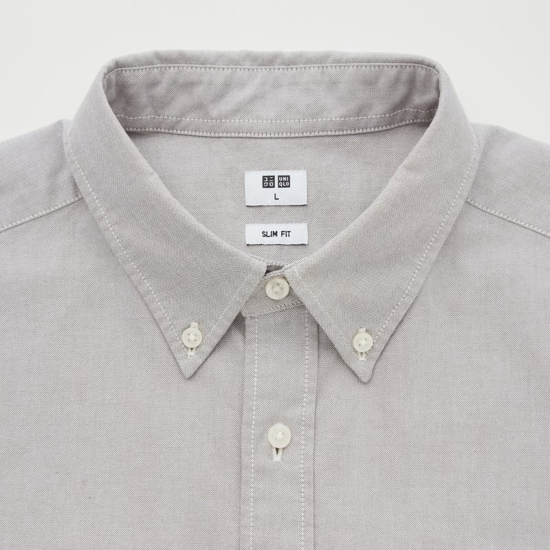 Men Uniqlo Oxford Slim-fit Long-sleeve Shirts Grey | 499614