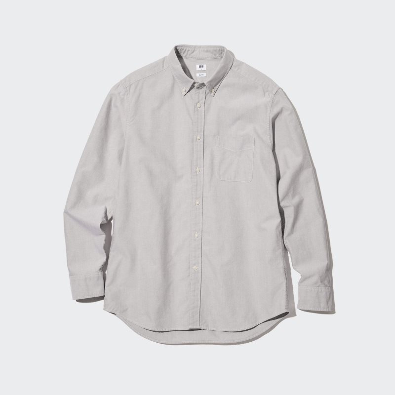 Men Uniqlo Oxford Slim-fit Long-sleeve Shirts Grey | 499614