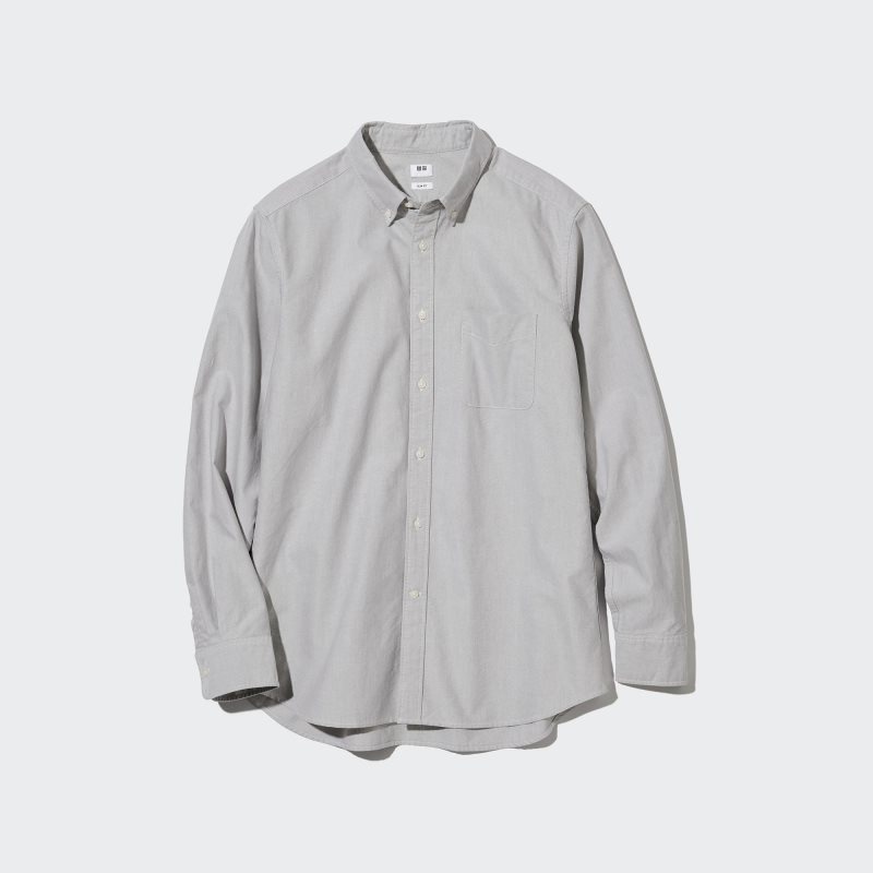 Men Uniqlo Oxford Slim-fit Long-sleeve Shirts Grey | 8231115