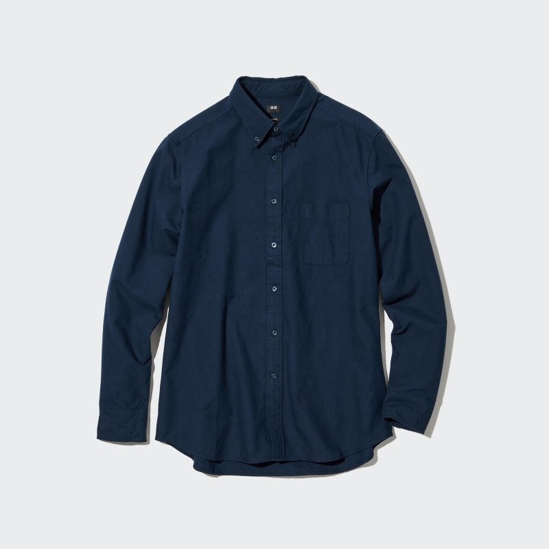 Men Uniqlo Oxford Slim-fit Long-sleeve Shirts Navy | 6798274