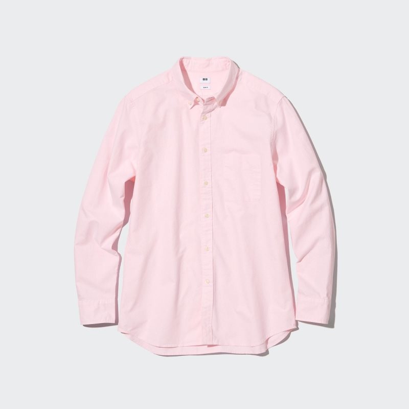 Men Uniqlo Oxford Slim-fit Long-sleeve Shirts Pink | 8535952
