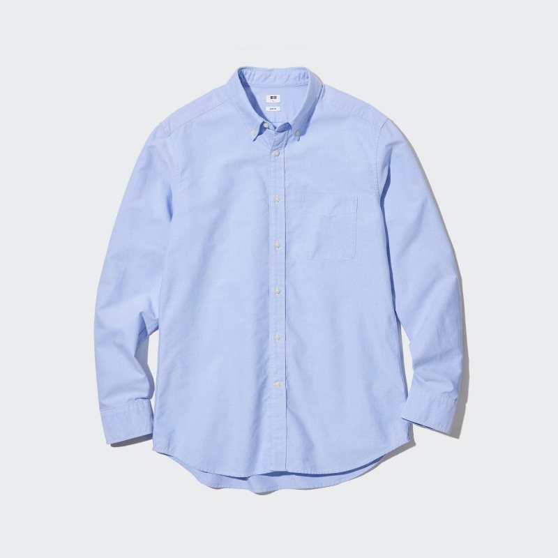 Men Uniqlo Oxford Slim-fit Long-sleeve Shirts Blue | 3887645